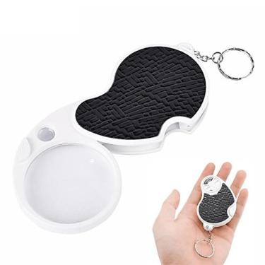 Imagem de Chaveiro Com Lupa Retratil Bifocal Com Luz LED Ampliação Otimizada 8x 