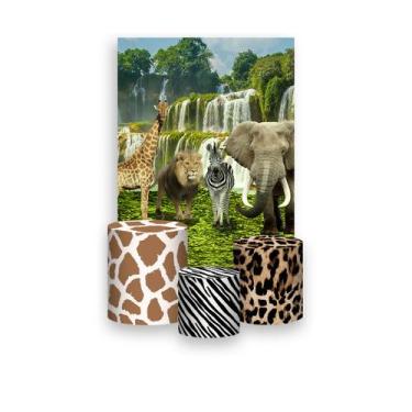 Imagem de Painel De Festa Vertical 1,50 x 2,20 + Trio De Capas Cilindro -  Safar