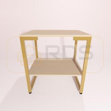 Imagem de Mesa de Cabeceira Estilo Industrial MDP Metal Dourado - RDS Metalúrgic