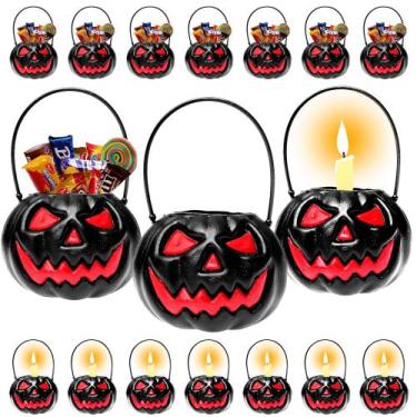 Imagem de 10 Mini Abóbora Preta p/ Dia das Bruxas Halloween Balde p/ Decoração e