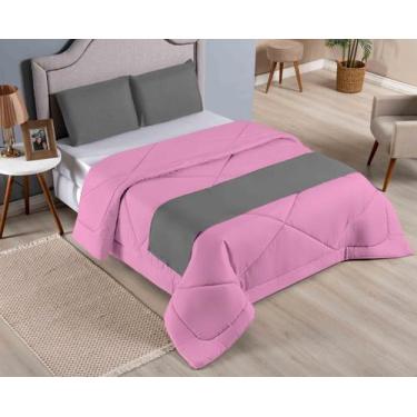 Imagem de kit edredom Casal Queen Ducasa dupla face Rosa/Cinza com 4pçs - DUCASA