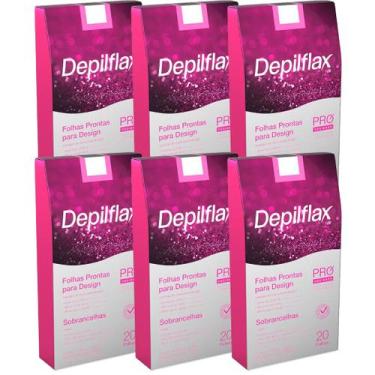 Imagem de Kit 6 Caixas Folhas Prontas Depilatórias Design De Sobrancelhas Profis