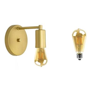 Imagem de Arandela Parede Interna Quarto Quarto Dourado + Lâmpada St64 - Arandel