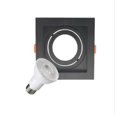 Imagem de Spot Recuado Par20 Quadrado Preto + Lâmpada Led 6,5w - CTB / LUZ SOLLA