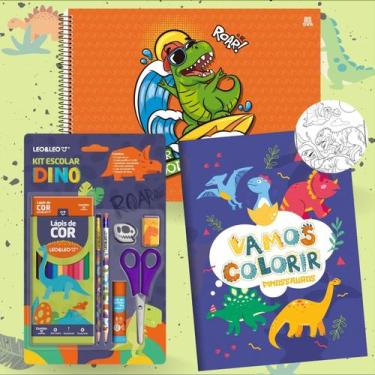 Imagem de Kit Desenho Dinossauros com Caderno Grande Capa Dura + Livro de Colori