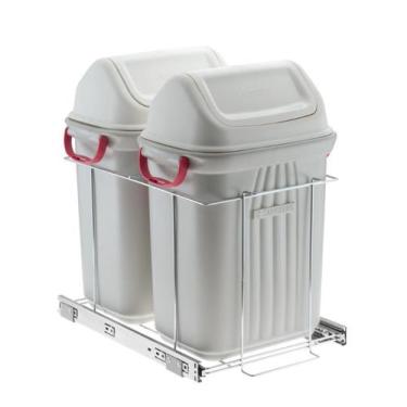 Imagem de Lixeira 20L  Dupla Deslizante Cromada 2701  - Schmitt