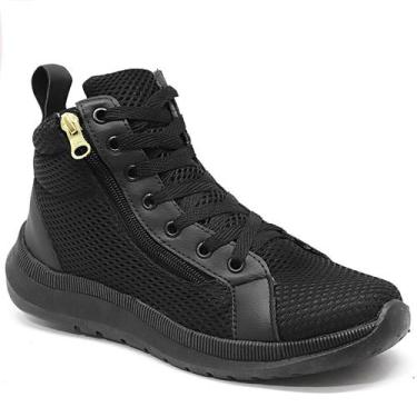 Imagem de Tênis Feminino Sapato Bota Botinha Cano Alto Fitness Confortável - J.R