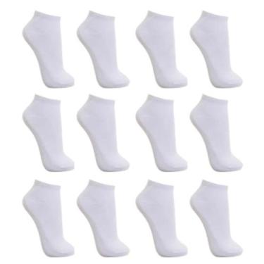 Imagem de Kit 12 Pares de Meia Cano Curto Adulto Unissex Branca Tamanho 40-46 - 