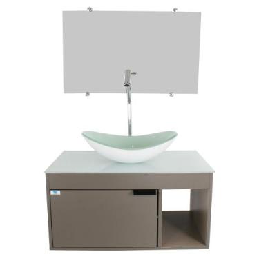 Imagem de Gabinete Armário Banheiro 60cm Cuba Oval Branca - Cubas e Gabinetes