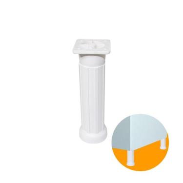 Imagem de Pé Regulável Na Cor Branco de 13,8 Cm Para Móveis E Armários Dmt, Regu
