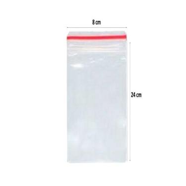 Imagem de Saco Transparente Saquinho Plástico Fecho Zip 8x24 500 Unid - B&K