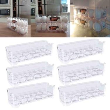 Imagem de Kit  Com 6 Organizadores Porta Ovos Para Geladeira Empilhável Acrílico
