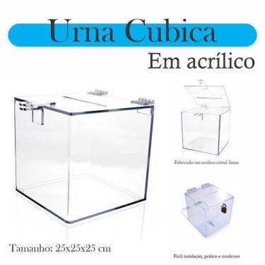 Imagem de Urna Acrílico Sorteio Caixa Sugestões Cubo 25 Cm X 25 Cm - Indústria F