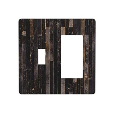 Imagem de Capa de interruptor de luz de balanço estilo casa de fazenda de madeira com 2 botões decorativos, placa frontal de plástico gráfico rústico natural para banheiro, casa, quarto, painel de casa de fazenda