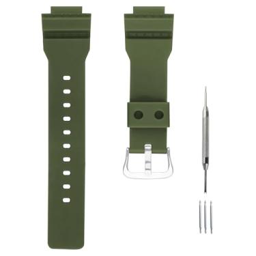 Imagem de unilabo Pulseira de relógio de resina compatível com Casio G-Squad 21 mm × 16 mm GBA-800 GBA800 GBD-800 GBD800, pulseira de reposição para homens e mulheres Wirst verde exército