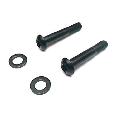 Imagem de takewell Parafusos de disco de montagem plana titânio T25 para SRAM suporte de pinça de disco de montagem plana, M5, 27 mm, 2 peças, 2 arruelas planas de titânio (preto-27 mm)