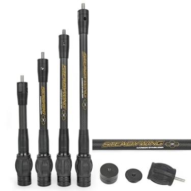 Imagem de ZSHJGJR Estabilizador de arco de tiro com arco de 15 cm, 20 cm, 25 cm, 30 cm, para arco composto, núcleo flexível de fibra de carbono, sistema de amortecimento e kit de pesos (30,5 cm)