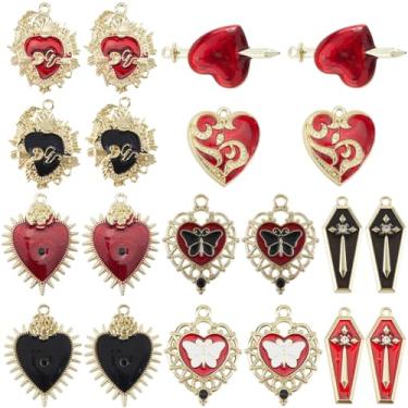 Imagem de SUNNYCLUE 1 caixa, 20 peças, 10 estilos, pingentes góticos, dourados, vermelho, canivete rosa, coração, caixão, crucifixo, borboleta, animal, feriado, Halloween, berloques para fazer joias, brincos,