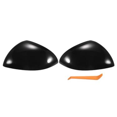 Imagem de X AUTOHAUX Par de tampa do espelho do lado do passageiro do carro retrovisor do motorista preto brilhante para Mercedes-Benz C S Class W206 X206 C200 C220 C260 C300 capas de proteção de espelho