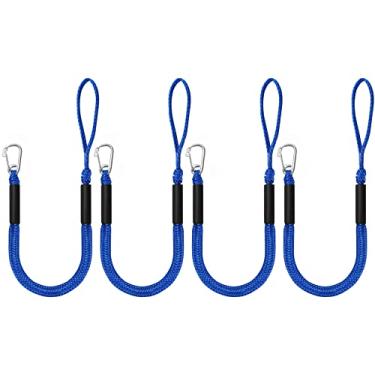 Imagem de DockMoor Linhas de ancoragem elástica para barcos, linhas de amarração marítima, corda de barco para ancoragem com laço e acessórios de clipe para jet ski, PWC, pontão, caiaque, seadoo, waverunner (pacote com 4)