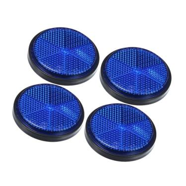 Imagem de ACROPIX 4 peças refletor universal de forma redonda para latas de lixo de motocicletas, trailers, caminhões e bicicletas, peças de carro azul