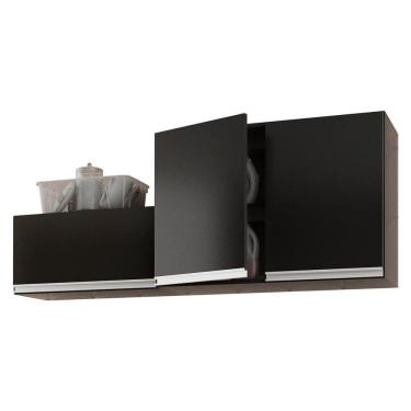 Imagem de Kit área De Serviço E Lavanderia Com 02 Armários Aéreo 80cm E 60cm 100% Mdf Preto - Abmaza