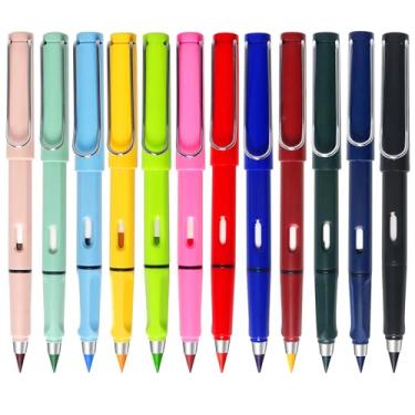 Imagem de Vidotim Pacote com 12 lápis Forever para escrever para crianças, lápis infinito, sem tinta, lápis eterno com borracha para esboçar (colorido)