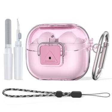 Imagem de TUDIOW Capa transparente para Galaxy Buds 3 FE (2025) e Buds 3 Pro e Galaxy Buds 3 com trava segura, proteção à prova de choque para Samsung Galaxy Buds3 e 3Pro com kit de limpeza e chaveiro (rosa