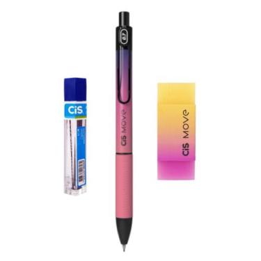 Imagem de Kit Lapiseira Move 0.7mm Cis Rosa/Roxo + Borracha + Grafite