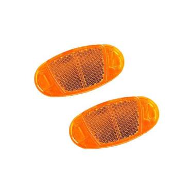 Imagem de Par Refletores de Roda Raiada 72x35,5x8,5mm Plástico Laranja - Moob