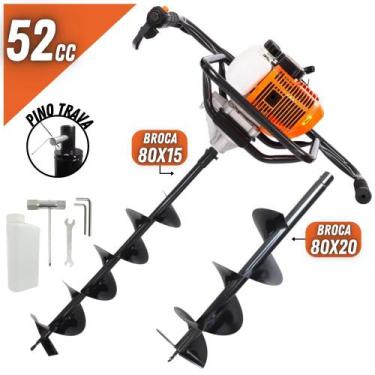 Imagem de KIT Perfurador de Solo Vulcan VPS520-S 2T 52CC 2,5CV com Broca 80x15cm