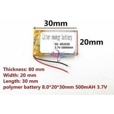 Imagem de Bateria 3,7v 500mah  8mm X 20mm X 30mm Carta - KMIG