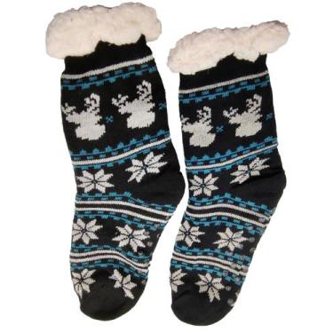 Imagem de kit 2 Meias Térmica Feminina de Lã Quentinha Inverno Forrada Pelinho a