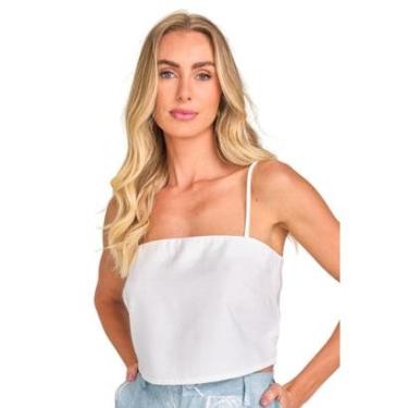 Imagem de Top Cropped Lado Avesso Em Viscose Off-White Tam. P-Feminino