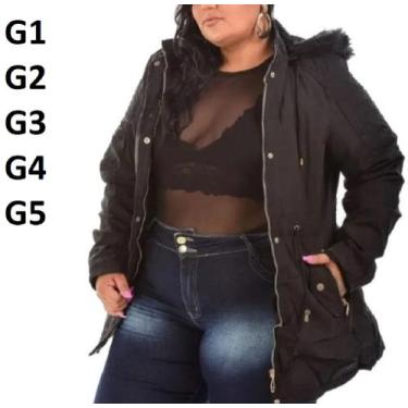 Imagem de Sobretudo Parka Feminina Forrada com Pelinhos Plus size inverno tamanh
