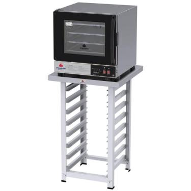 Imagem de Kit Forno Elétrico Progás Turbo Fast Oven Preto 4 Esteiras PRP-004 Plus 127V e Mesa Suporte Forno