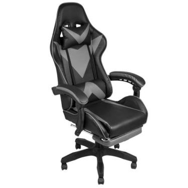 Imagem de Cadeira Gamer Hawk com Almofada Lombar e Apoio para Perna - Tatu Bola 