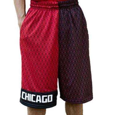 Imagem de Bermuda Basquete Masculina M10 Furadinha Chicago, P, Vermelho