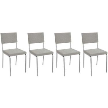 Imagem de Cadeira de Cozinha Zaria 2C128 Kit 4 Un Cromado - Boucle Cinza - Kappe