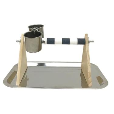 Imagem de Generic Playground de madeira para pássaros, papagaios, suporte para alimentação, gaiola, acessório, madeira, poleiro, brinquedos de mesa para pombinhos, Branco Cinza