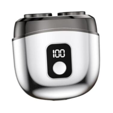 Imagem de Kokiya Barbeador elétrico Máquina de barbear barba Display digital Leve 5W Sem fio Bolso Navalha Aparador de barba para bigode Camping, Prata