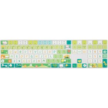 Imagem de Linda capa de teclado de silicone para Apple iMac Magic Keyboard (modelo: A1843, versão 2017 2018) com teclado numérico, película de teclado de impressão fofa, layout dos EUA, flores fofas