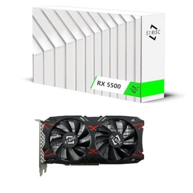 Imagem de 51RISC Placa gráfica RX 5500, placa de vídeo para jogos HDMI DP 150W 8GB GDDR6 128bit PCIe 4.0 placa traseira de metal HDMI DP para desktop (Radeon RX 5500 8GB)