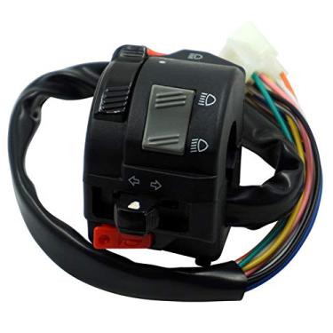 Imagem de Interruptor de guidão de controle esquerdo de motocicleta com chicote de fiação kit de seta de farol de controle universal com buzina de interruptor 7/8 polegadas 22 mm interruptor de controle de