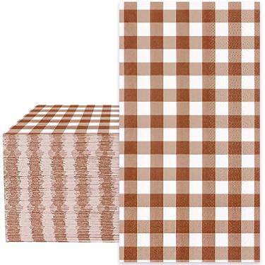 Imagem de Whaline Guardanapos de hóspedes de terracota, pacote de papel descartável, xadrez, búfalo, 3 camadas, toalha de guardanapo de mão para casamento, aniversário, noiva, chuveiro, artigos para festas,