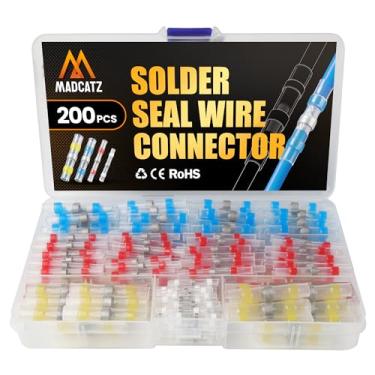 Imagem de MADCATZ Conectores de extremidade termorretrátil de vedação de solda de 200 peças, kit de conectores de fio à prova d'água, terminais elétricos, conector de emenda isolado sem solda para caminhão