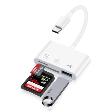 Imagem de Leitor de cartão SD para iPhone 17/Air/16e/16 Pro Max/16 Pro/16 Plus/16/15pro Max/15Plus/15Pro/15, leitor de cartão de memória USB C 3 em 1 tipo C TF MicroSD adaptador dongle para câmera de computador