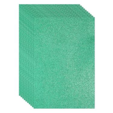 Imagem de PATIKIL Folha de espuma vinílica acetinada brilhante verde escuro 28 x 20 cm de espessura com adesivo traseiro brilhante EVA Glitter feltro para projetos de artesanato DIY, 10 peças