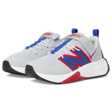 Imagem de New Balance Tênis de corrida unissex FuelCell Play V1 com gancho e laço, Raincloud/Team Royal/Team Red, 15