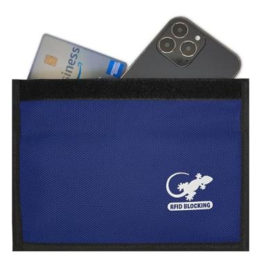 Imagem de Gecko Travel Tech Bolsa Faraday de nylon azul – bloqueador de sinal para celular, chave do carro, privacidade de dados (azul - NYLON)
